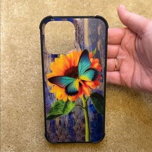 Butterfly Sunflower Protective Phone Case - Blue/Yellow